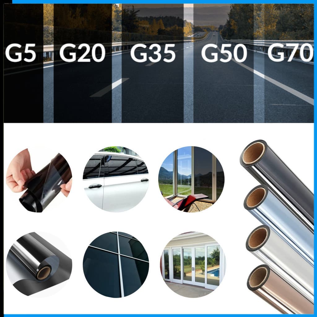 Película Insulfilm Largura 50cm X 1m 2m 3m G5/G20/G35% Para Vidros De Porta Janela Residencial Automotiva Com Espatula