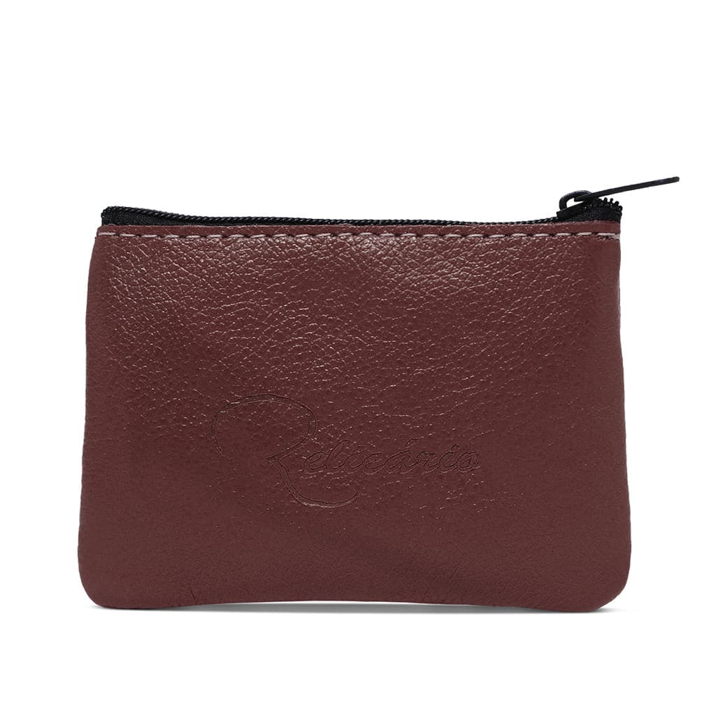 Bolsinha compacta em Couro Legítimo Porta Moedas/Dinheiro Modelo Dinar - Vermelho Escuro | Relicário Bolsas e Pastas