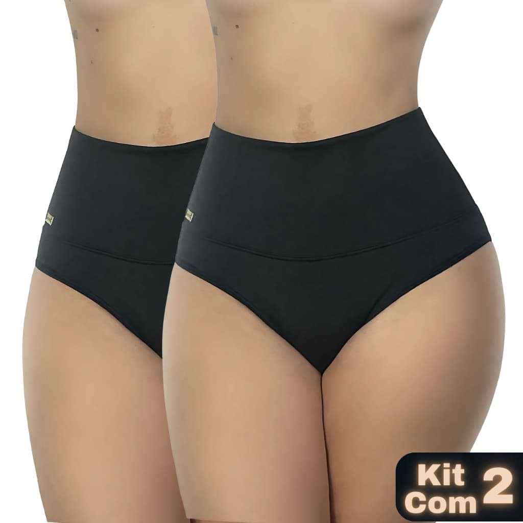 kit 2 Cintas Suplex Alta Compressão Cós Duplo Pós-Parto Não Enrola Gestante
