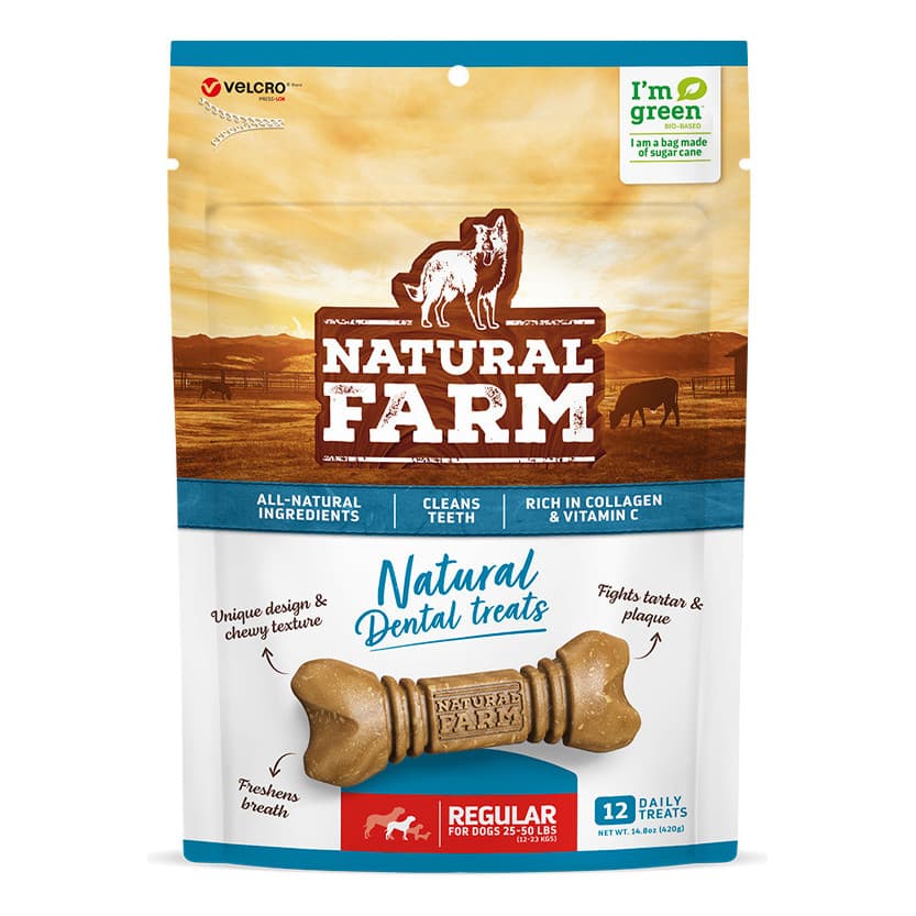 Snack Natural Farm Dental Treats Para Cães Raças Medias 420g