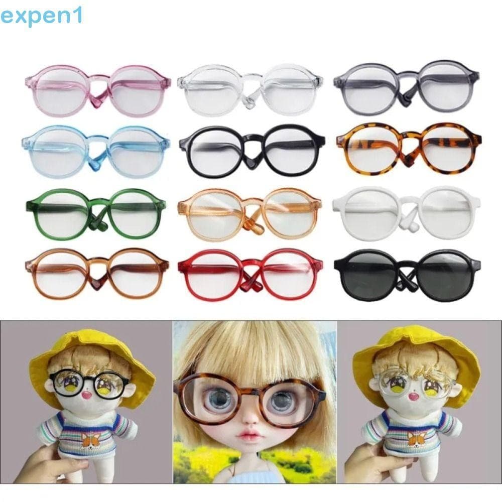 Óculos De Plástico Transparentes EXPEN , Acessórios Para Bonecas , Redondos De Cor Doce , 6.5 Cm 9