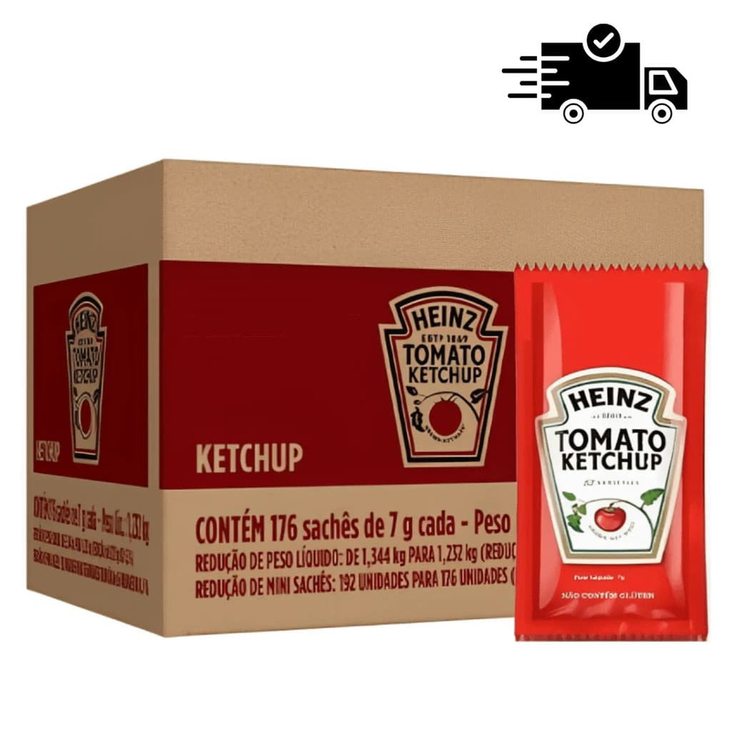 Ketchup Em Sachê 7g Heinz - Caixa Com 144 Sachês 1,008kg