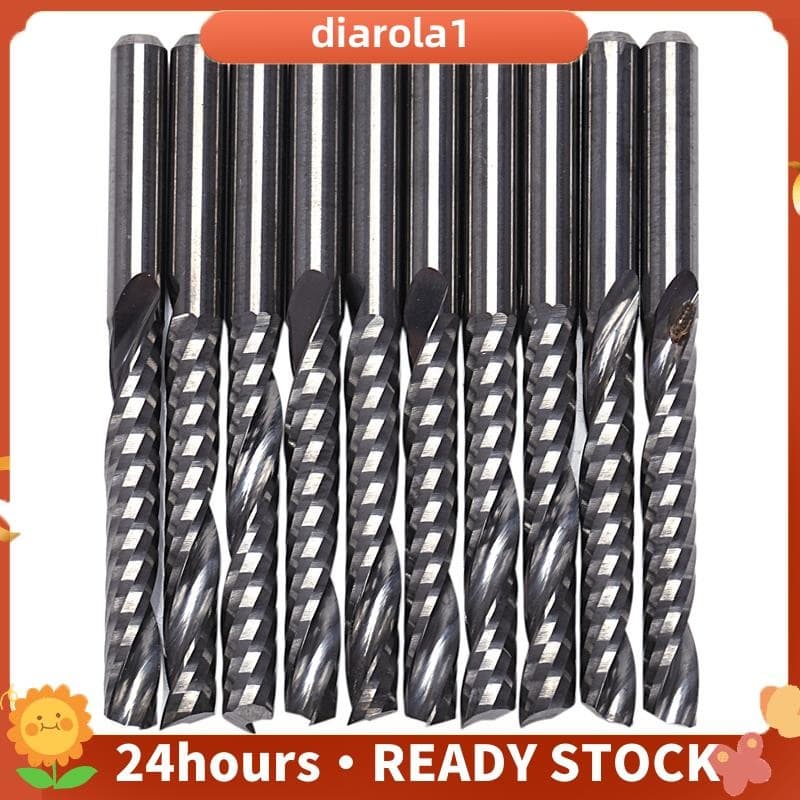 10 Peças Brocas De Roteador Cnc 3.175x22mm Flauta Única Espiral Carboneto Bits Fresa
