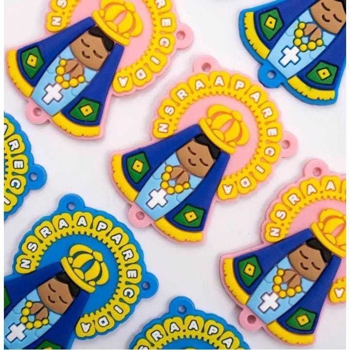 Kit 20 ou 50 Apliques Nossa Senhora Aparecida Borracha Para Artesanato e Decoração Religiosa