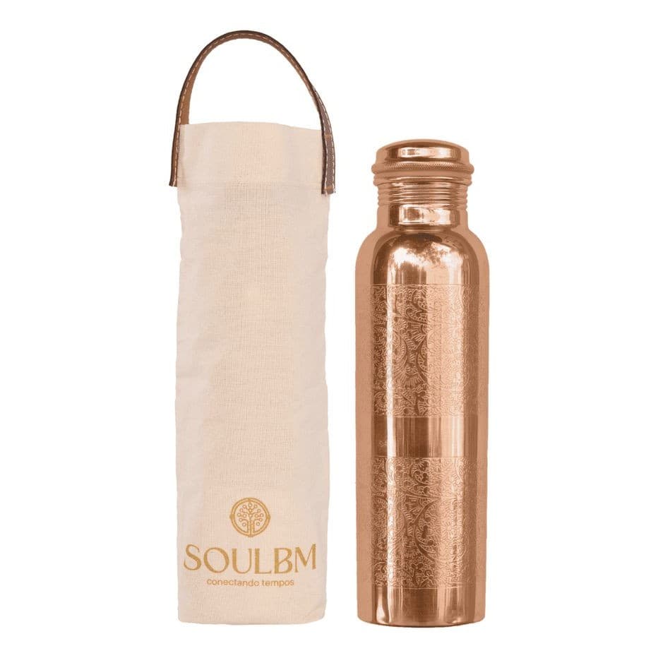 Garrafa De Cobre Puro Indiano Ayurveda 1 Litro Água Tamra Jal Soulbm Grafias