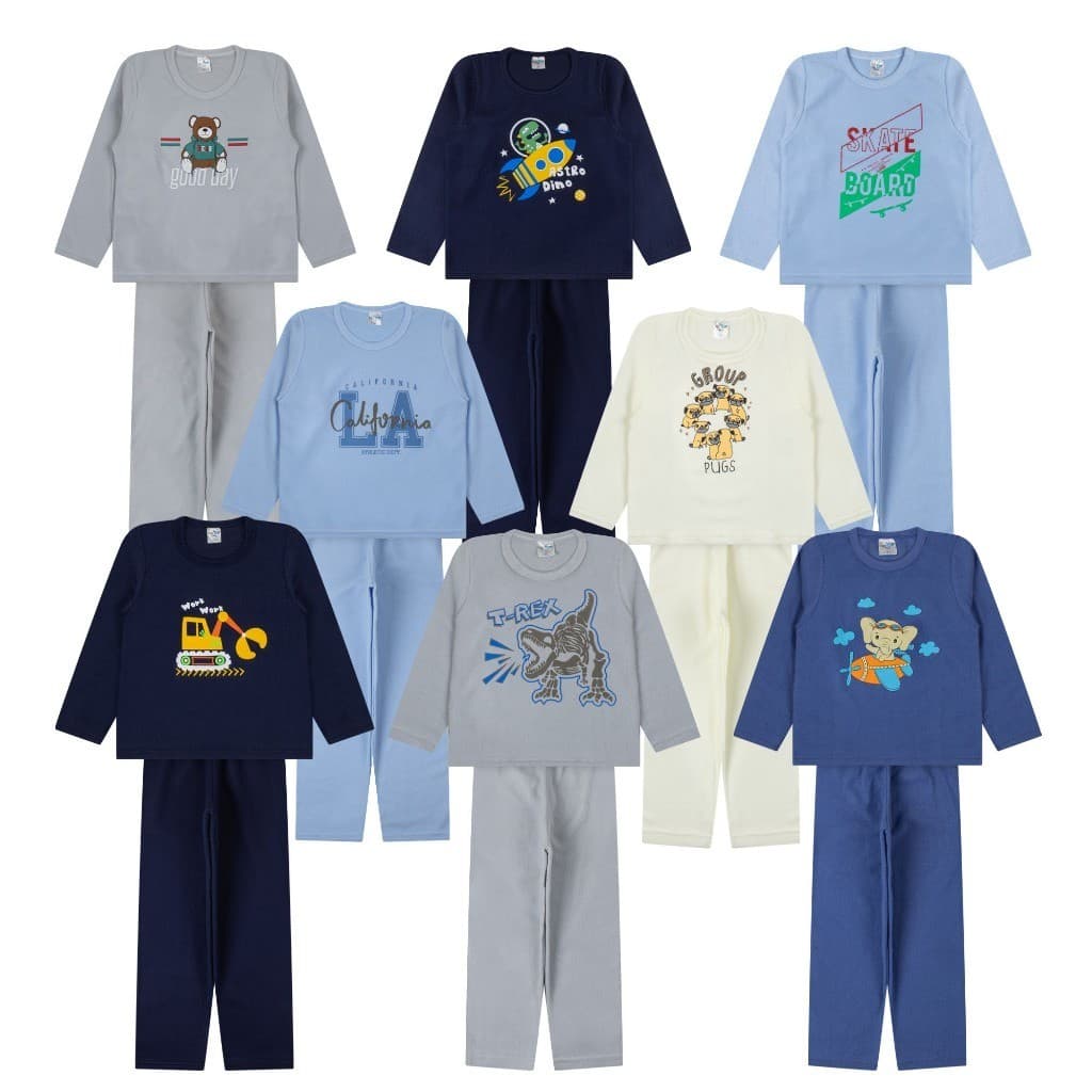 Conjunto Plush Menino Inverno Pijama Quentinho Peluciado Infantil e Juvenil