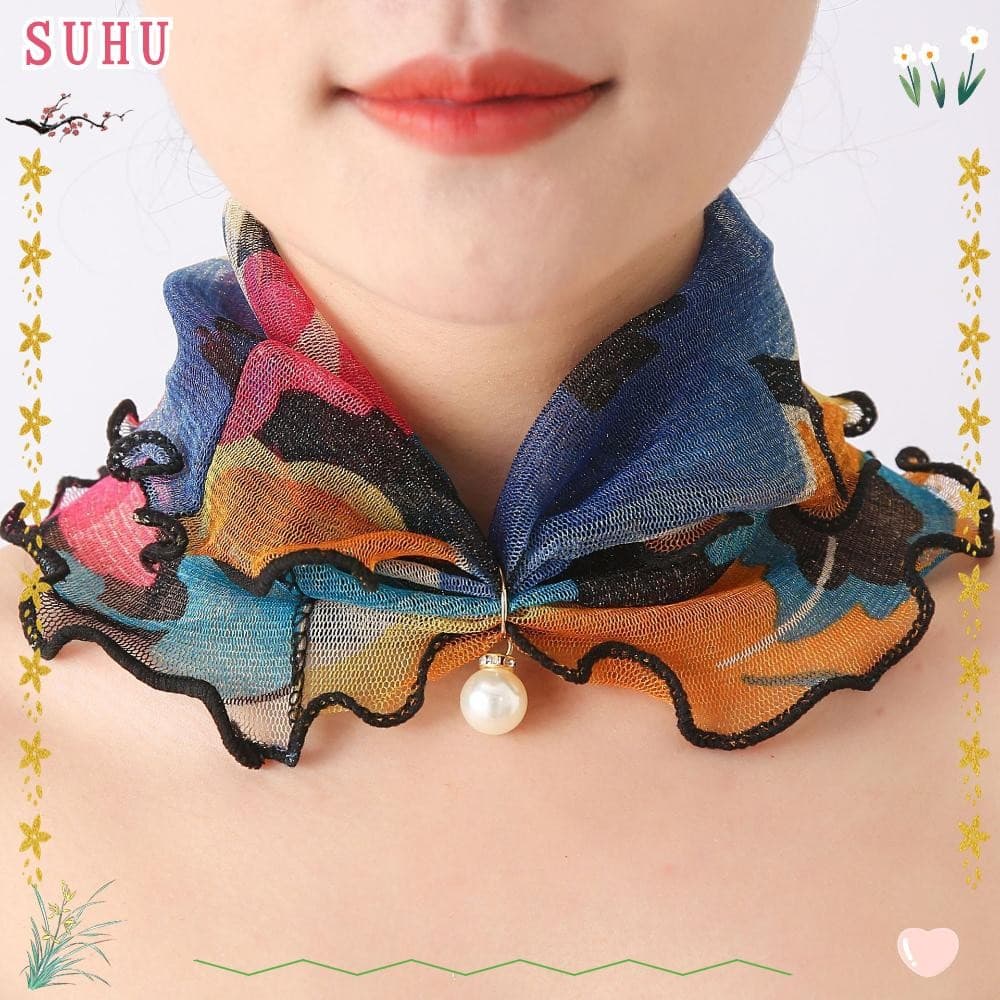 SUHU Lenço Com Babados Feminino Variedade De Seda