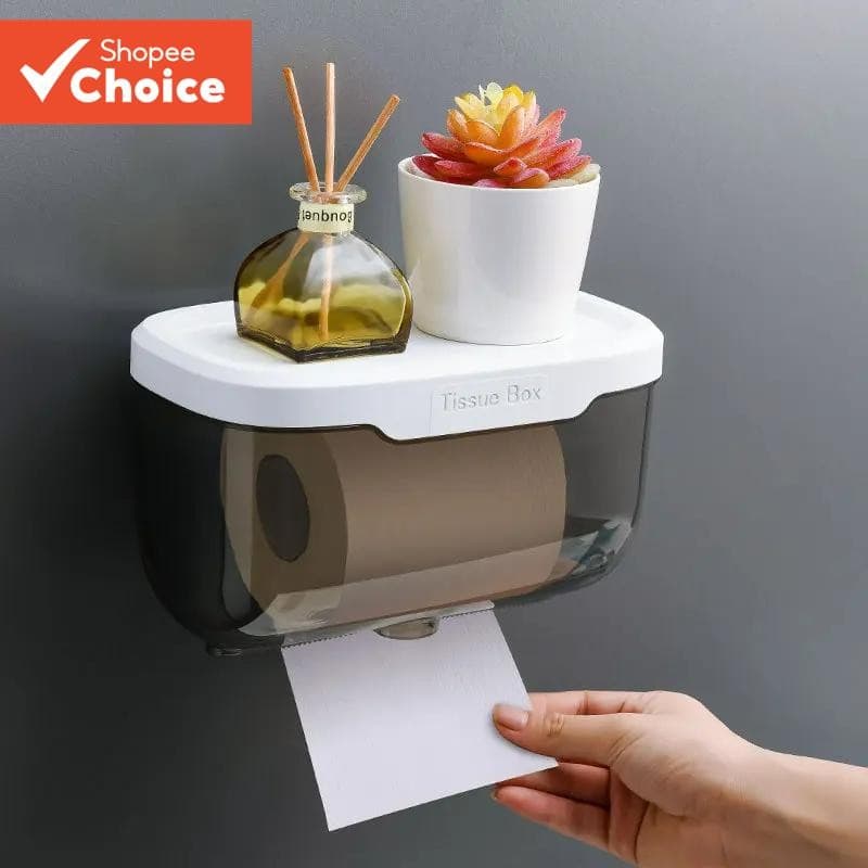 1Pc Cinza Perfurador Livre Caixa De Suporte De Papel Higiênico À Prova Dwaterproof Água S torage Rack Toalha Cozinha Ban
