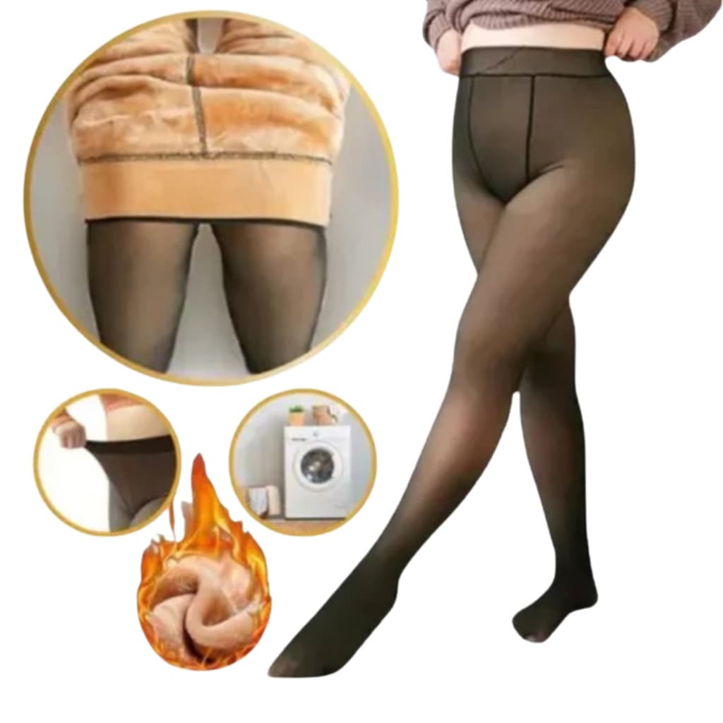 Calça Térmica Translúcida Aveludada Feminina Inverno Pelciada Legging Confortos Aconchegante Quente Tam 32x99cm - Marrom