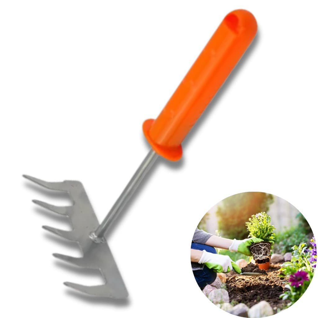 Ancinho Rastelo de Mão 3 ou 5 Dentes Plantas Jardinagem Resistente Aço
