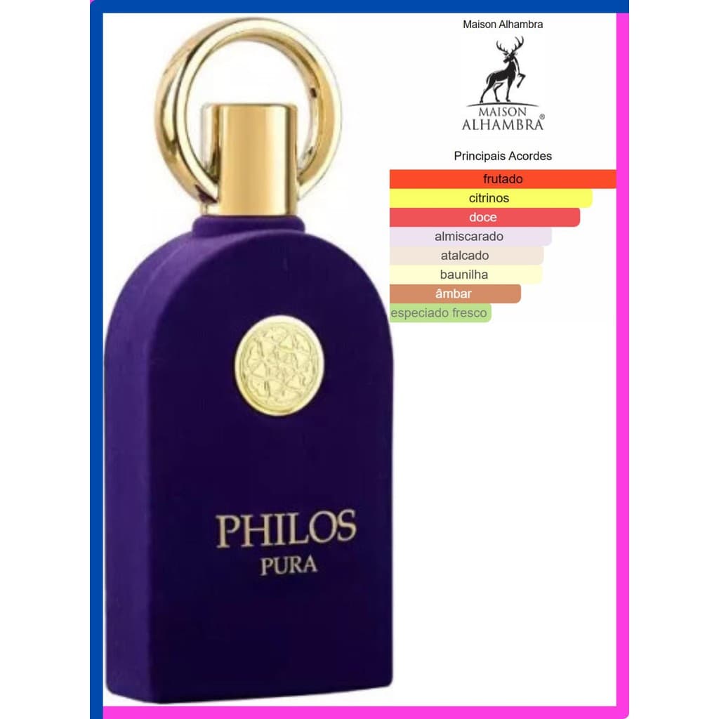 Perfume Árabe Philos Pura Maison Alhambra Edp 100ml Compatilhável, Original, Importado