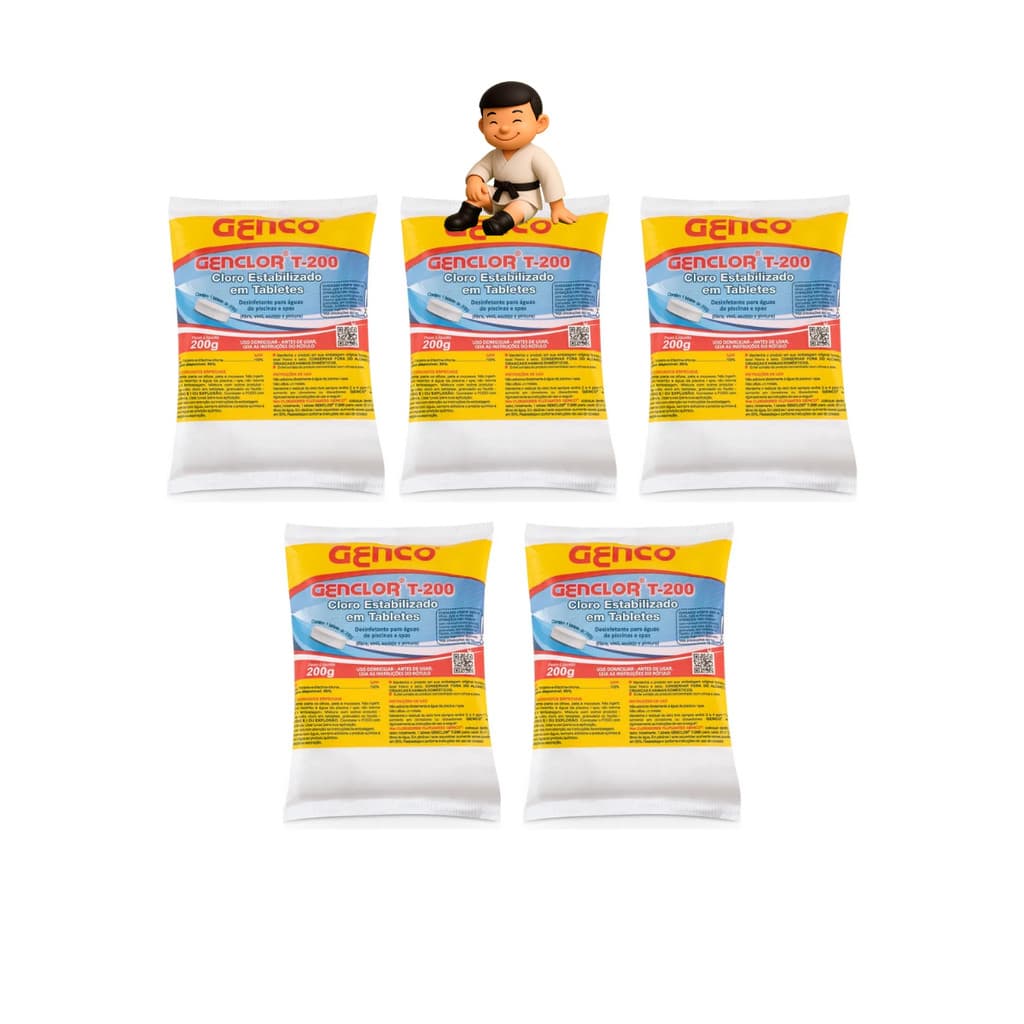 Kit 5 Tablete Pastilha Pedra Cl Estabilizado Genclor T-200 Genco