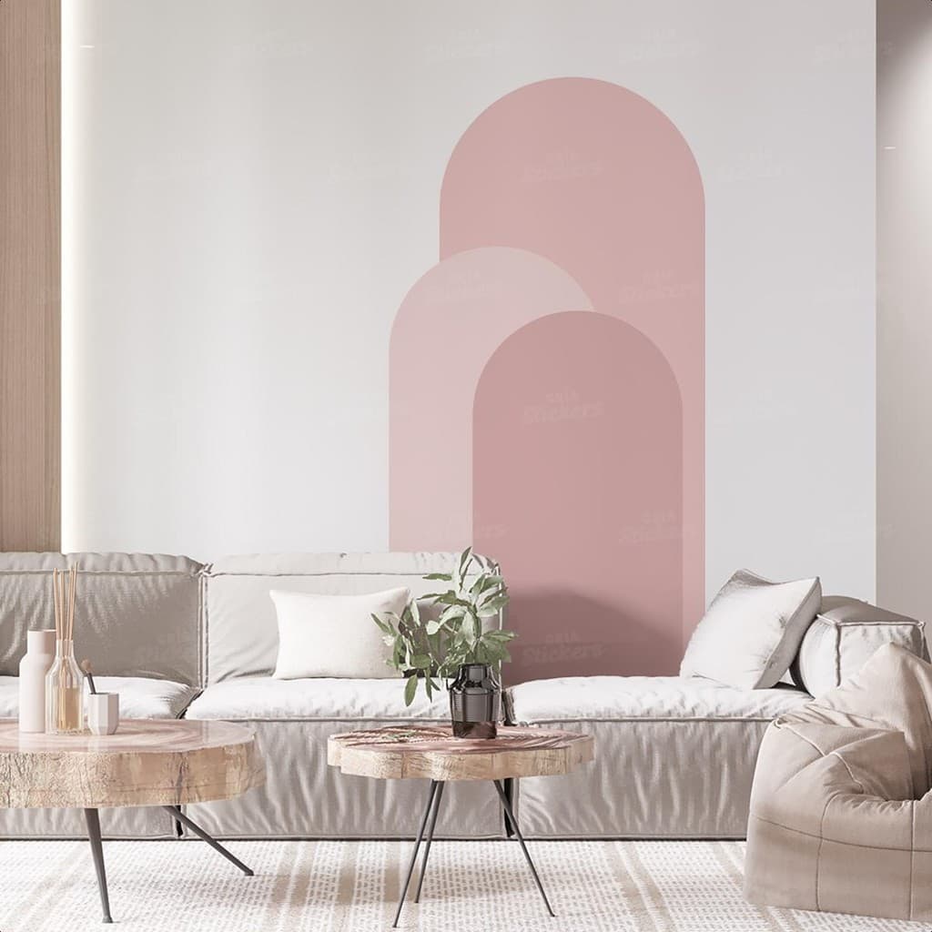 Adesivo Arco Moderno Decorativo Para Parede Lavável Fácil Aplicação Sala Quarto Estilo Neutro
