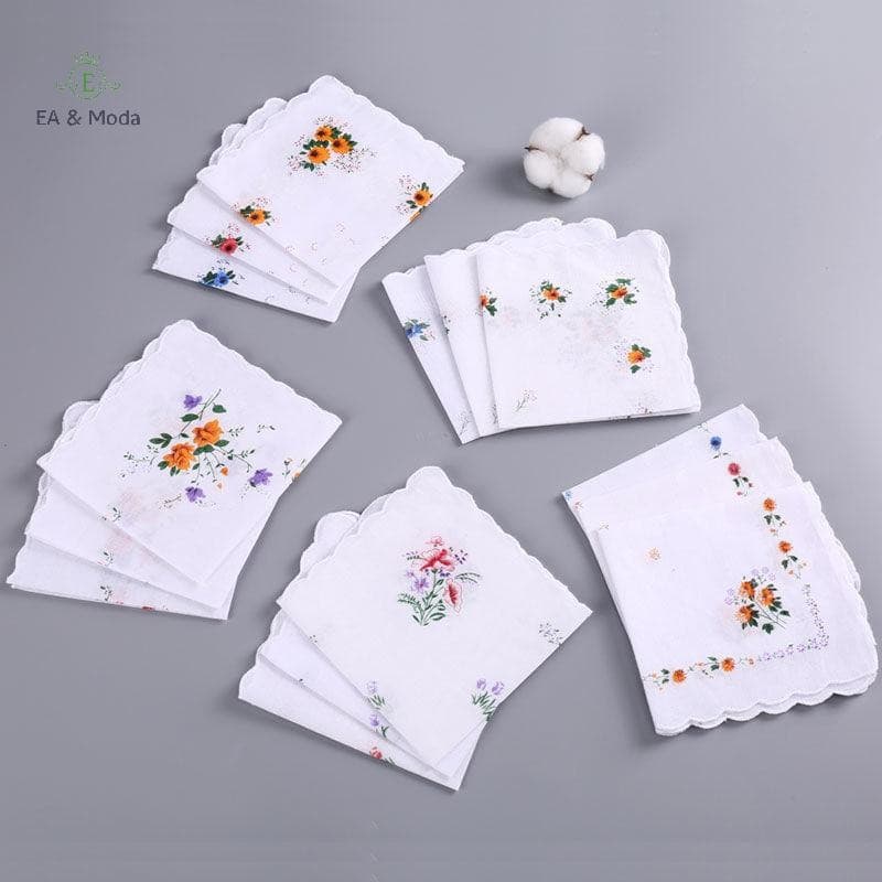EA & Moda 12 Pacotes De Lenços Femininos Estampados De Algodão Puro , Lembranças De Noiva De Casamento , Calças De Bolso