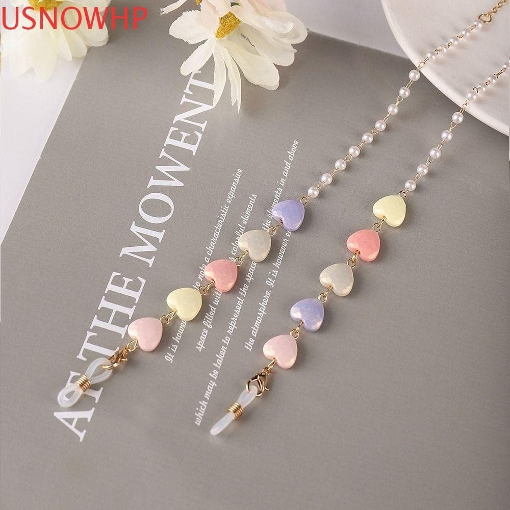 USNOWHP Love Glasses Chain Moda Máscara Colorida Corda Antiderrapante Mulheres Meninas Corrente Anti-perdida & - *-----*