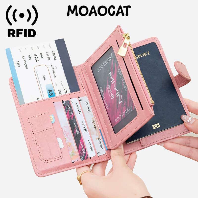 MOAOCAT Porta-passaporte RFID Slim Portátil Carteira de Viagem Organizador de Documentos Multifuncional No 134