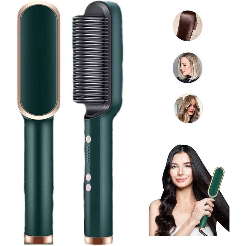Escova Alisadora Bivolt 5 em 1 - Alisa, Hidrata, Modela, Alinha e Anti-Frizz - Portal Presentes