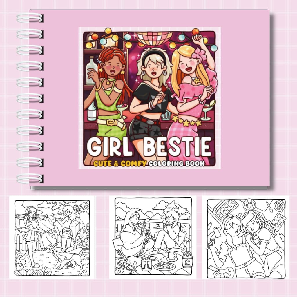 Livro De Colorir Girl Bestie 50 Desenhos Livro Capa Dura Com Acetato