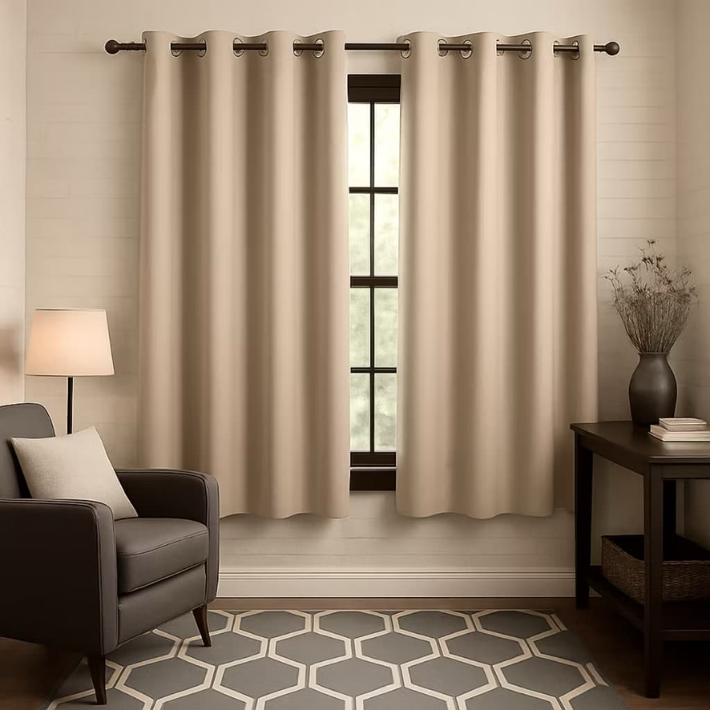 Cortina Roma  2,00 x 1,70 Para Quarto Ou Sala Corta Luz Avelã Para Janela