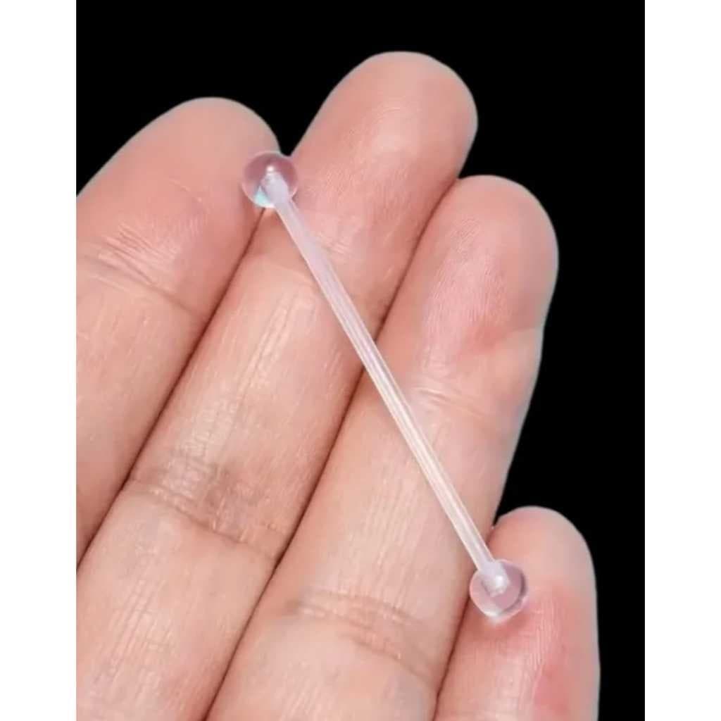 Piercing Transversal Silicone Flexíveis Transparente Bioflex