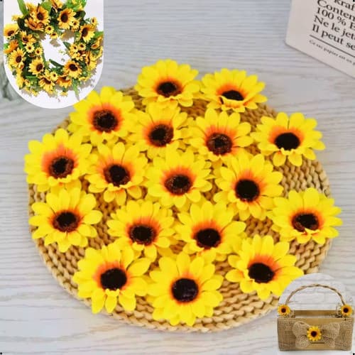 Pacote De Mini Girassol Artificial Com 500 Flores Decoração