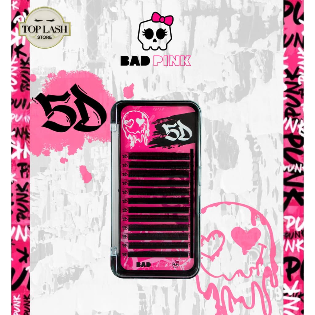 Cílios Bad Pink W 5D Mix | Volume Egípcio Pronto | 0.07 Alongamento e Extensão de Cílios (C, D e M)