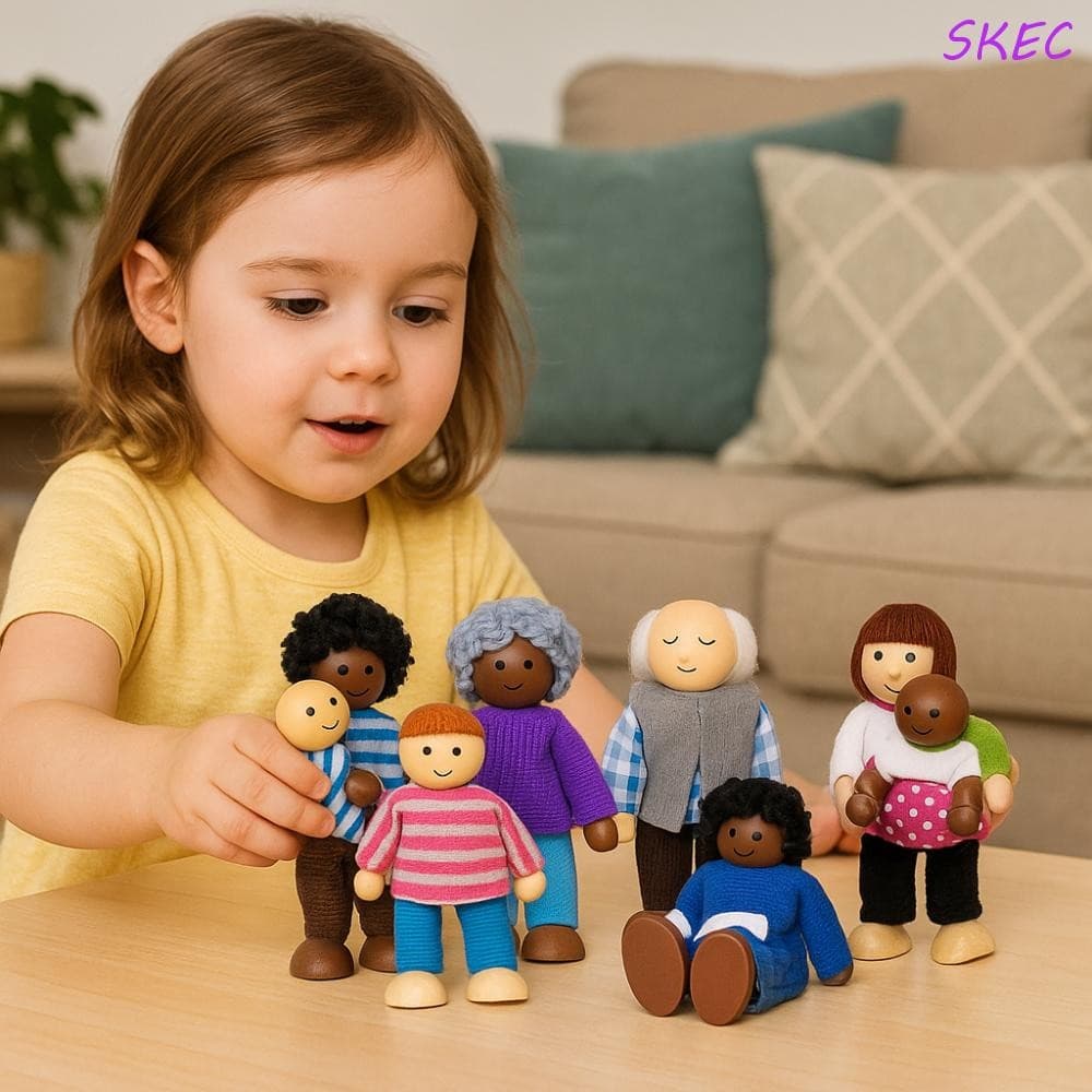 SKEC 8 Pçs/set Móveis Brinquedo Em Miniatura , Bonecas Articuladas Figuras Mini Boneca Família , Pessoas