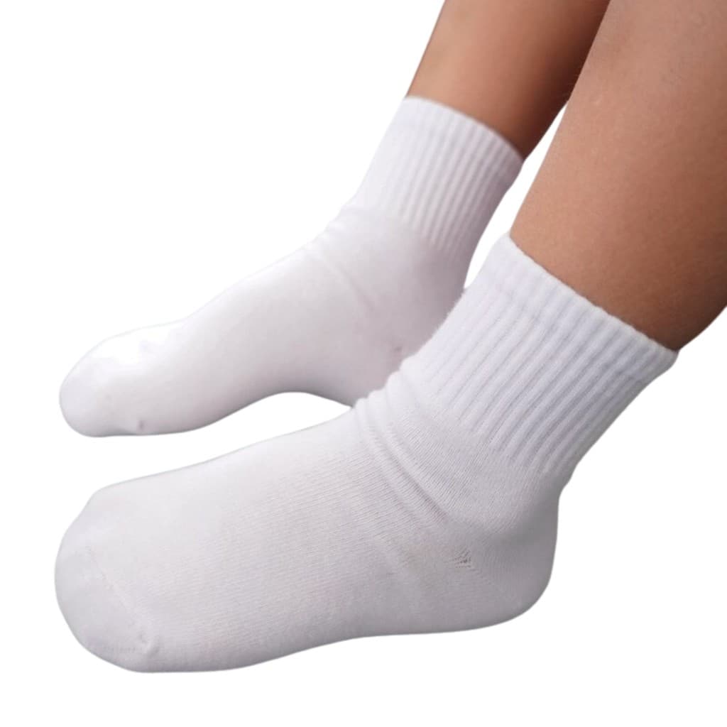 Kit 3 Pares Meia Branca Infantil Escolar Menino ou Menina Unissex Cano Médio Algodão Dia a Dia Uniforme Escolar