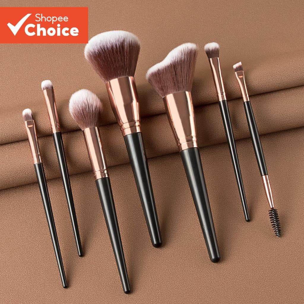 Conjunto De Pincéis De Maquiagem Profissional 7 Peças – Ferramentas Essenciais Para Base , Sombra , Blush E Corretivo