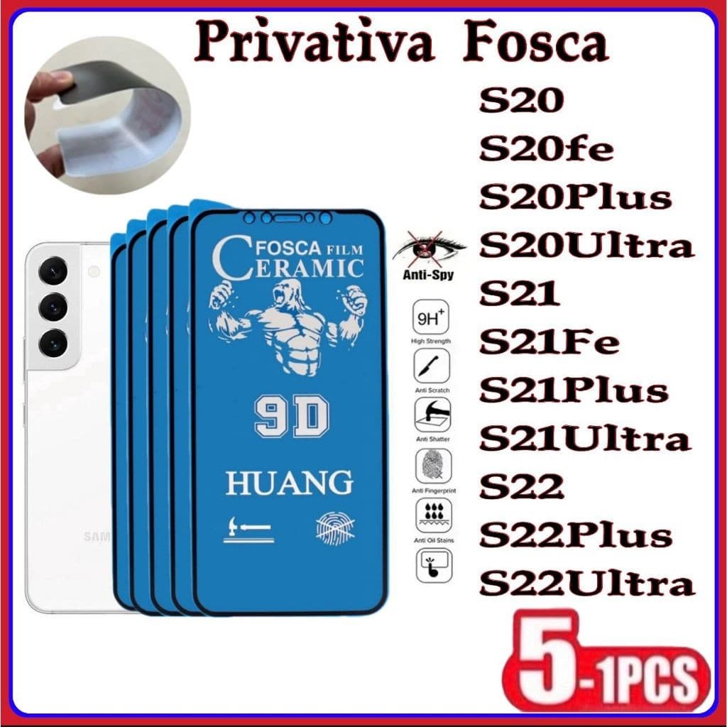 Película Privativa Fosca Anti-Spy Matte Cerâmica Hidrogel Samsung S20 S20PLUS S20ULTRA S20FE S21 S21PLUS S21FE S21ULTRA
