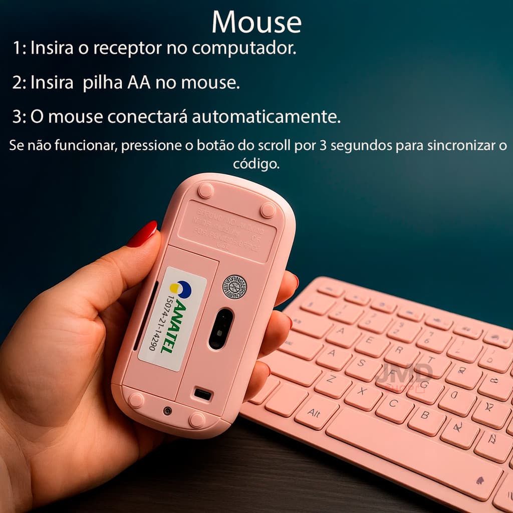 Combo Teclado Mouse Sem Fio Design Slim, Confortável e Plug & Play
