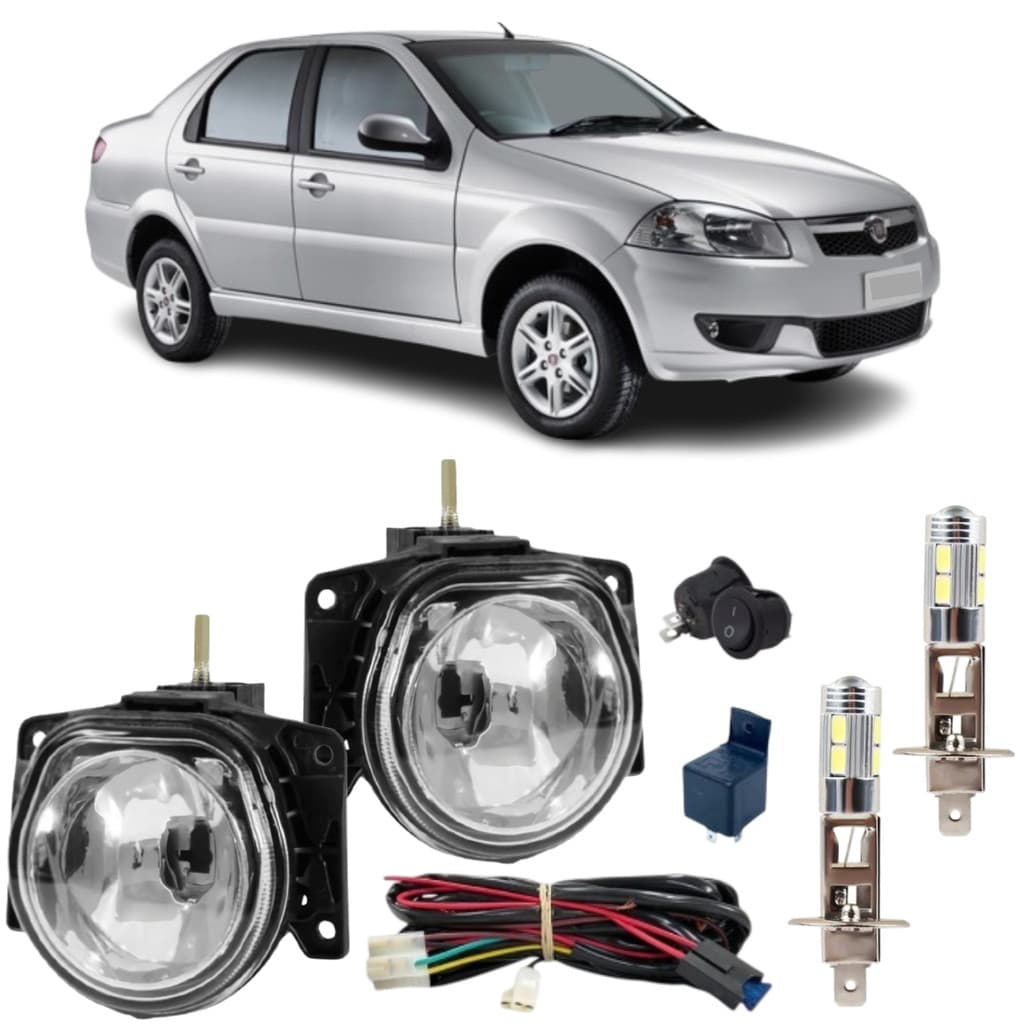 KIT FAROL MILHA LED FIAT SIENA EL 2012 2013 2014 2015 VIDRO