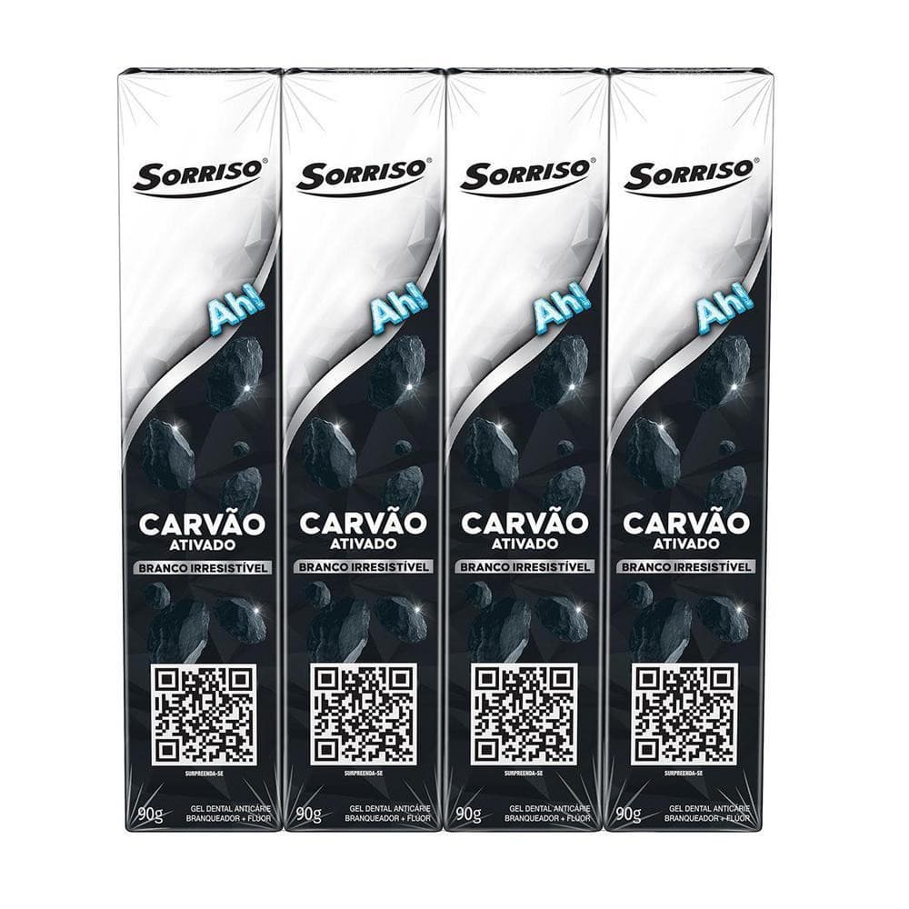 Creme Dental Sorriso Carvão Ativado 4 unidades de 90g