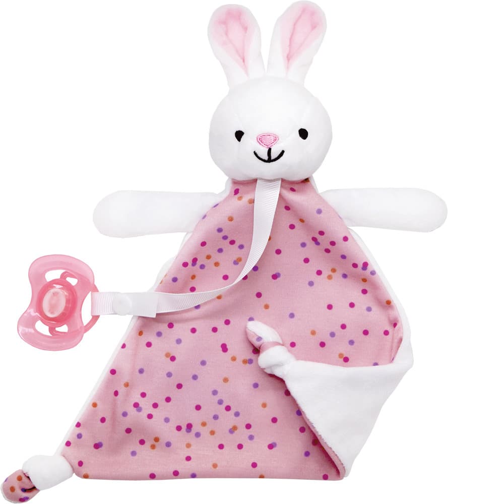 Naninha Para Bebê Antialérgica Buba Macia Com Prendedor de Chupeta Paninho Para Bebe Coelho Rosa