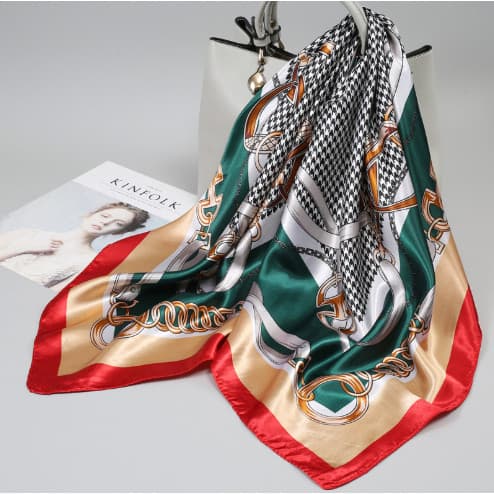 Lenços Cetim Cabeça Pescoço de Seda Super Moda Elegante Estampa de  Primavera Grande 90cmx90cm（S004）