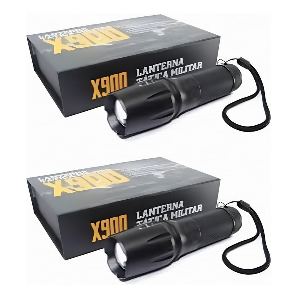2 Lanterna Led Potente Sinalizador X900 Tática Bateria Zoom