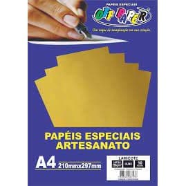 PAPEL LAMICOTE A4 OURO 10 FOLHAS 250G 210x297 PREMIUM