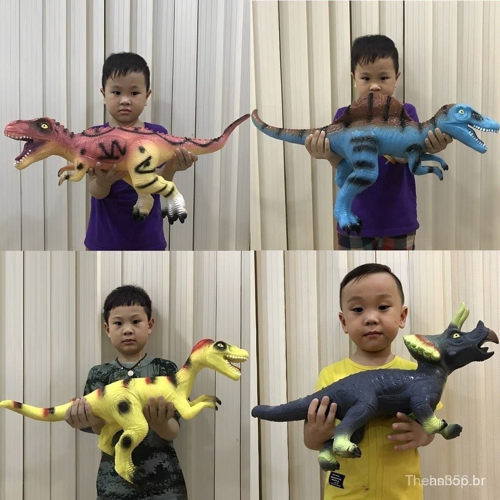 46CM Bonecos Super-sizados De Borracha Flexível De Dinossauro Tiranossauro Rex Com Som De Dinossauro
