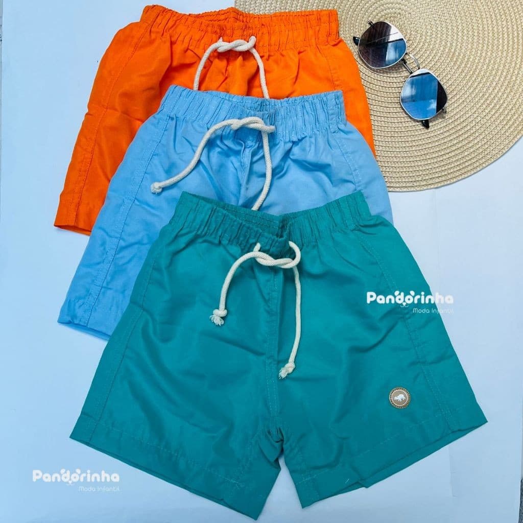 Kit-3 Bermudas Short Infantil Menino Tactel Short Mauricinho Praia Piscina Verão
