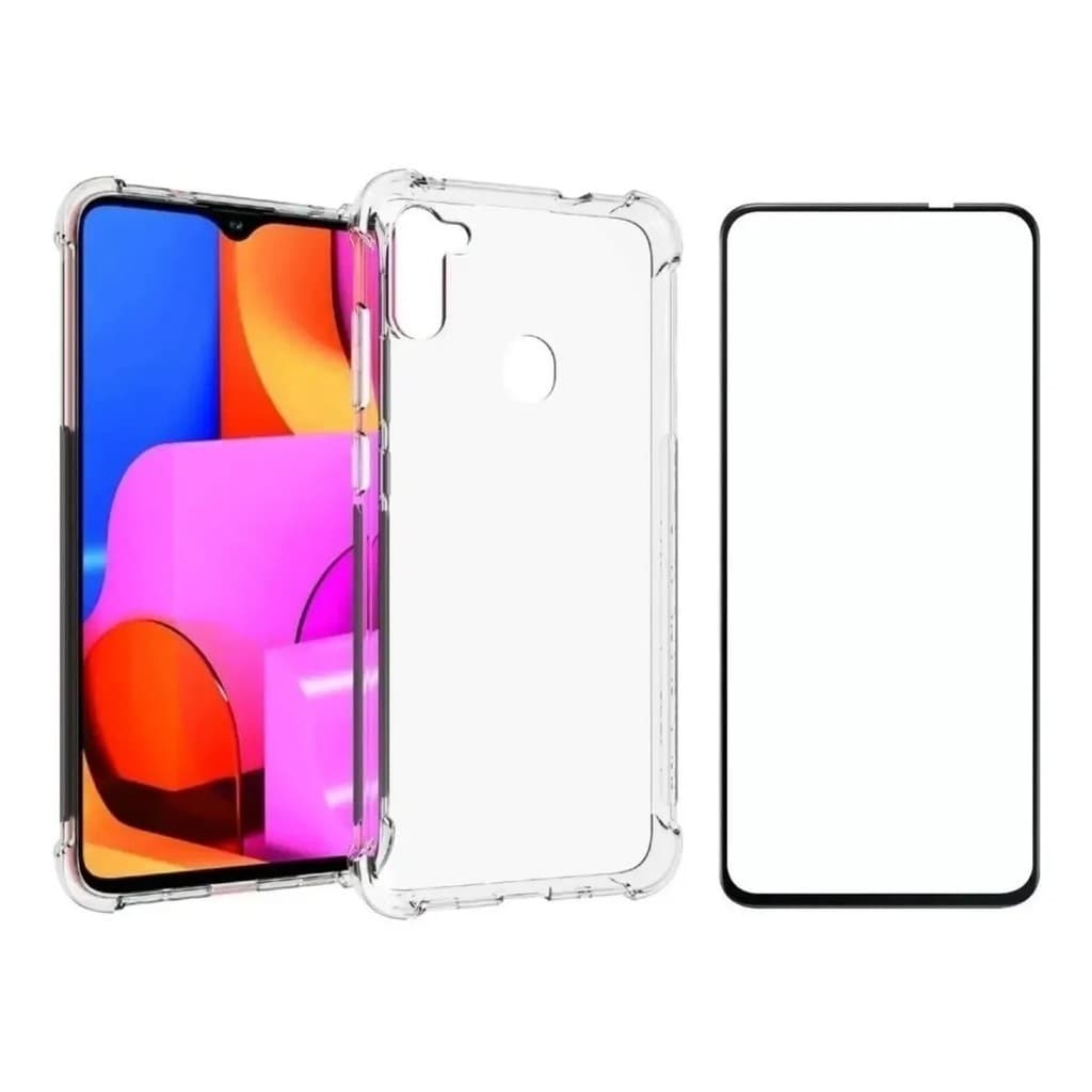Capa Case Capinha Anti Shock Samsung A11 + Pelicula Vidro 3d Temperado Cobre Toda Tela