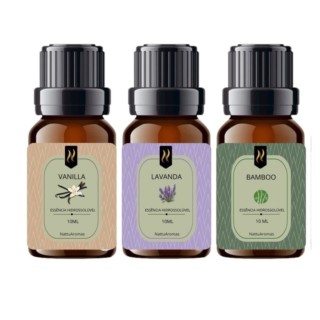 Kit 3 Essências Hidrossolúveis 10ml Para Difusor Nattuaromas