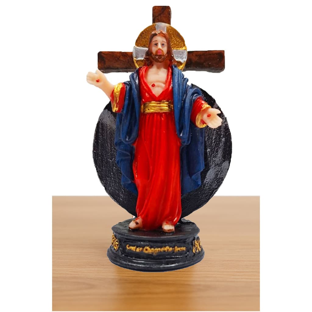 Imagem Santas Chagas Jesus Terço Padre Reginaldo Manzotti Escultura Religiosa Pintada a Mão Rica em Detalhes