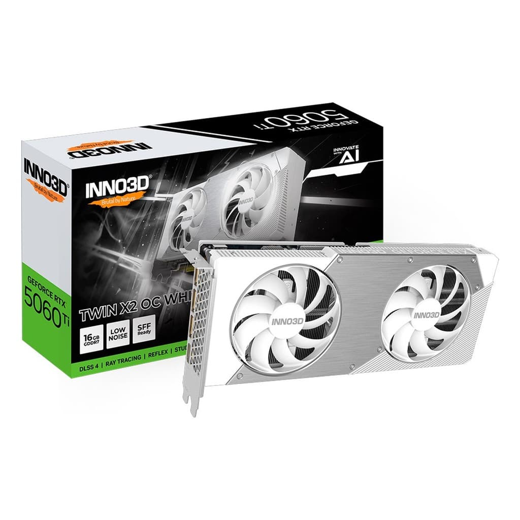 Placa de Video Gpu Inno3d Geforce Rtx 5060 Ti 16gb 128bits Gddr7 Twin X2 Oc White N506t2-16d7x-191073w