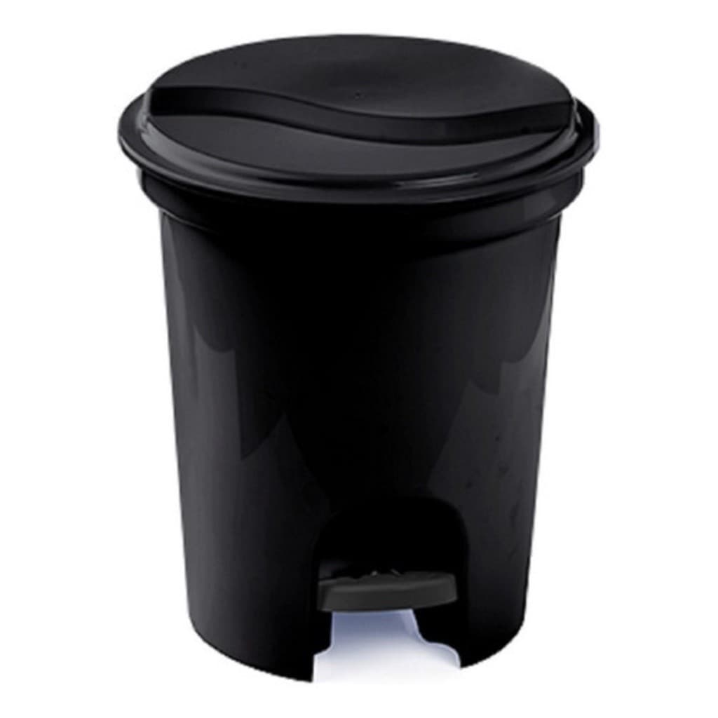Lixeira Com Pedal 6,5 Litros Redonda Preto Plasvale