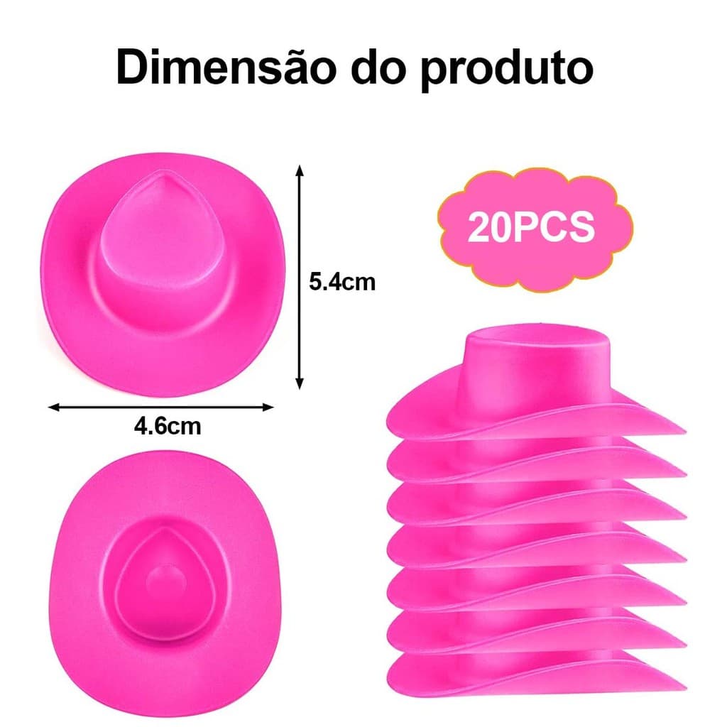 20 peças Mini chapéu de Cowboy decoração DIY, artesanato de decoração de casa de boneca de festa (rosa)