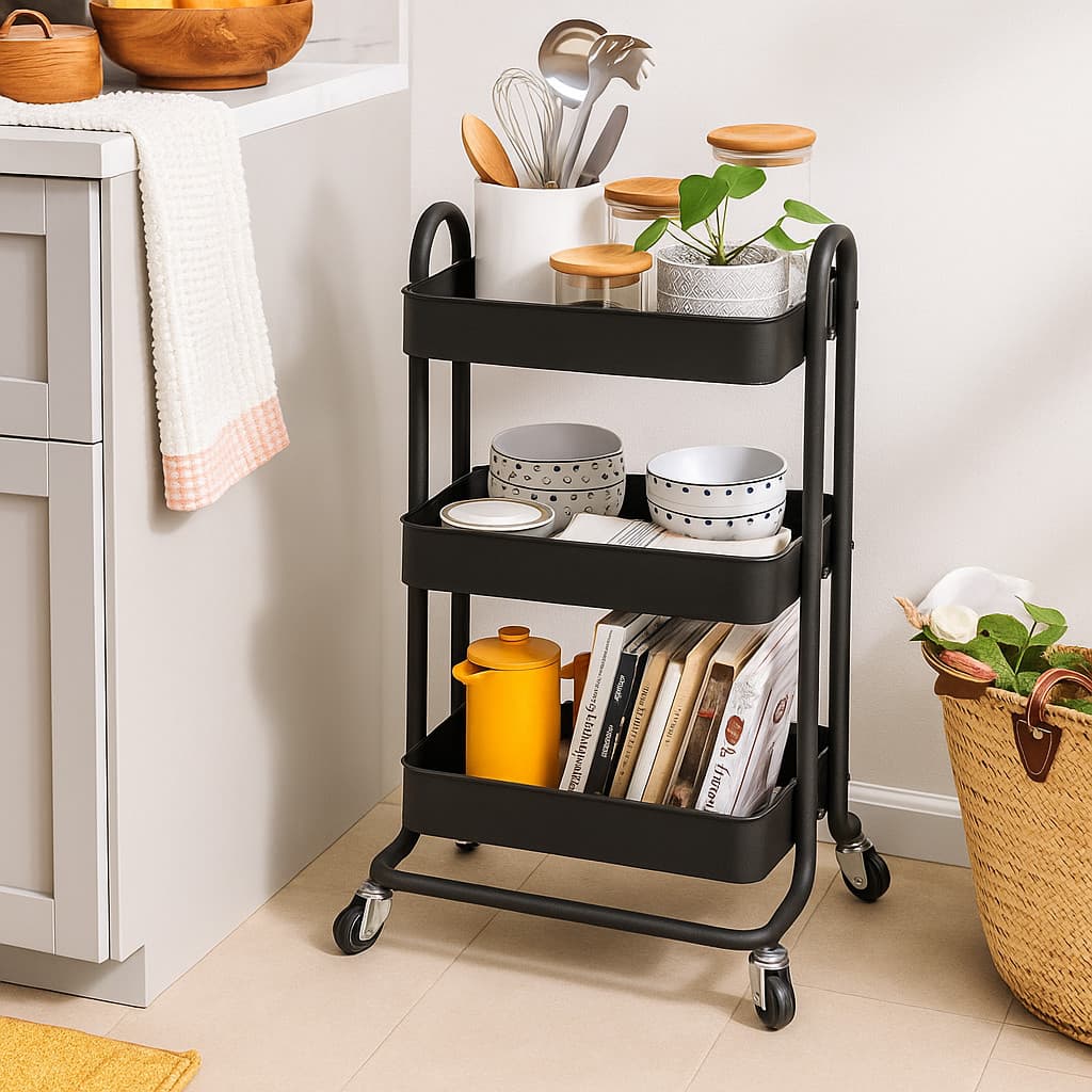 Carrinho de Aço Inox com 3 Bandejas – Organizador Multiuso