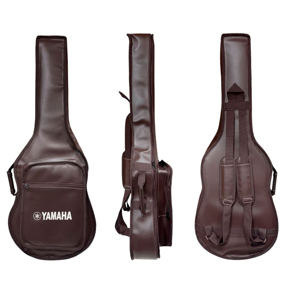 CAPA BAG P/ VIOLÃO FOLK CARGO COURO SINTÉTICO "YAMAHA" MARROM