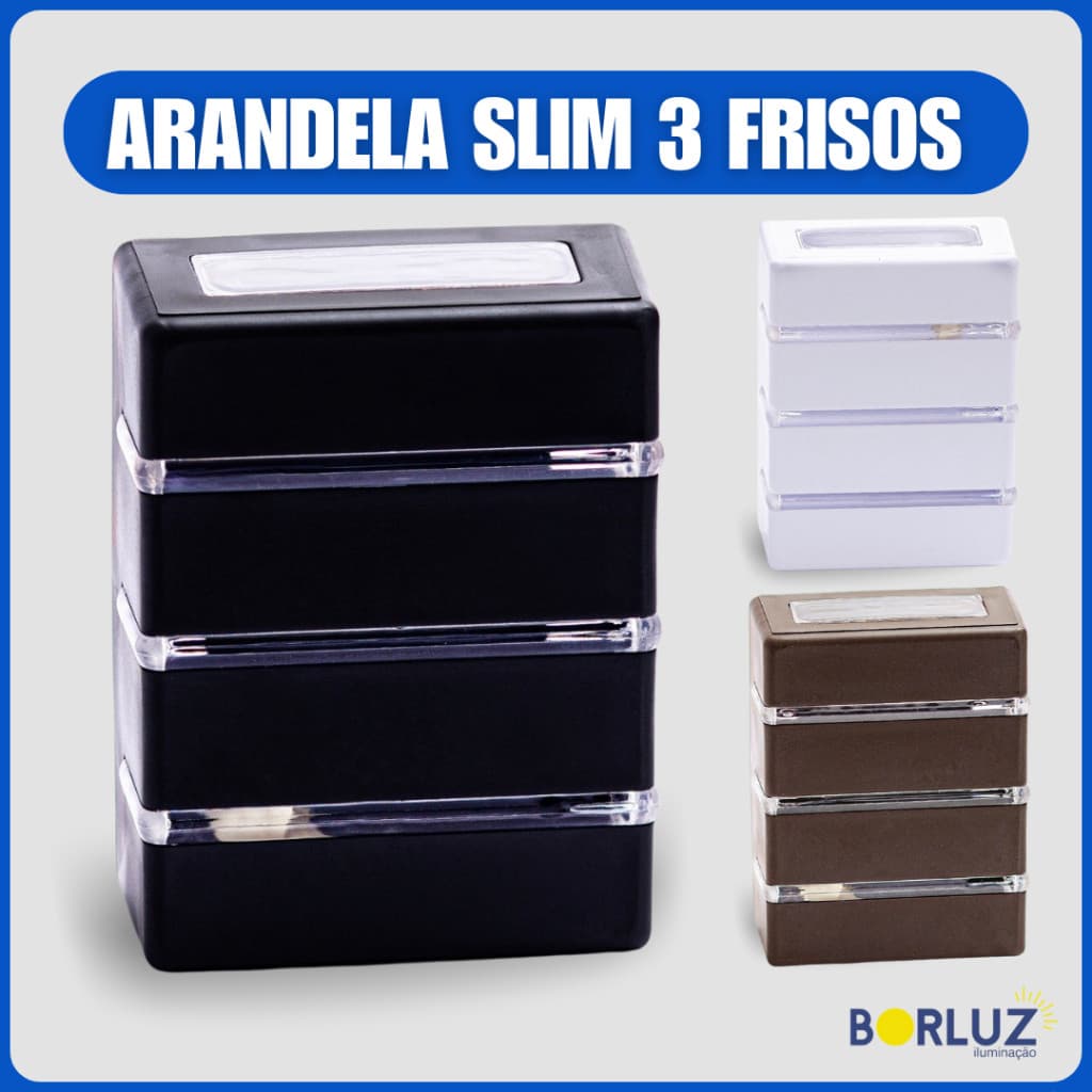Luminária Arandela Tartaruga Slim 3 Frisos 2 Focos Bivolt Área Externa e Interna