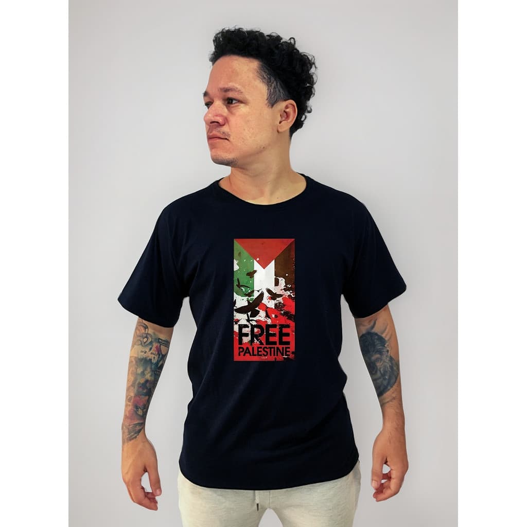 Camiseta Camisa Palestina Livre Free Palestine Malha Algodão