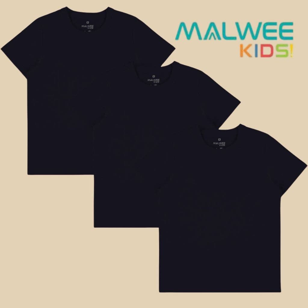 KIT 3 CAMISETAS INFANTIL BÁSICA MENINO UNIFORME ALGODÃO JUVENIL MALWEE KIDS